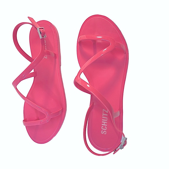 SCHUTZ Hot Pink Jelly Sandals with Silver Tone hardware NEW WITH TAGS SZ 7 - Picture 6 of 14